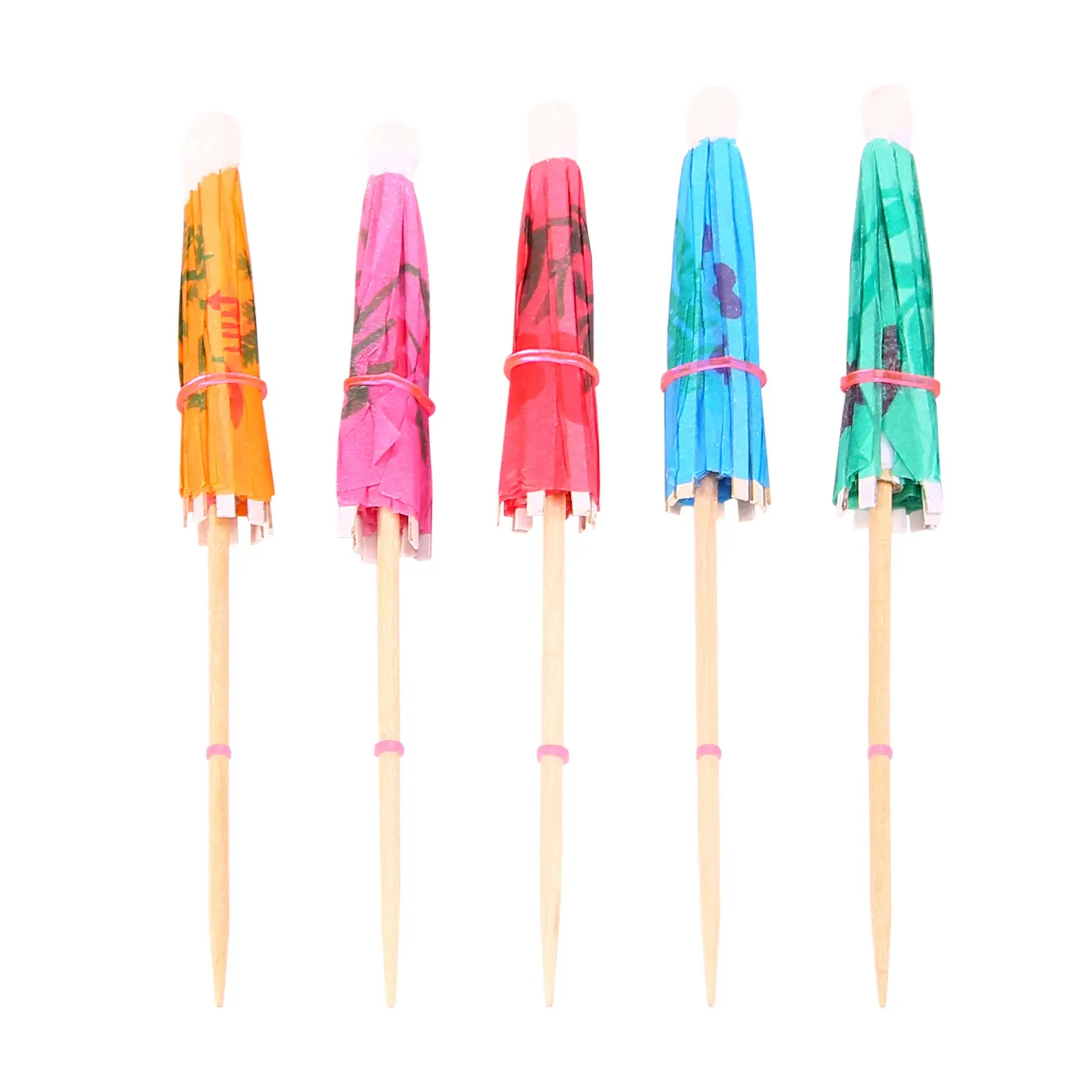 100 Mixed Wood-Paper Flower Cocktail Umbrellas - Wooden, Random Colours, Party Decorations, Birthday Party Decor, Drinkware Gear for Adults' Bridal Shower, Tools & Hardware Tool Racks & Bars Add-On