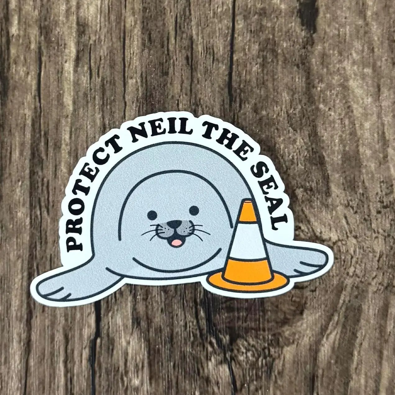 Neil the Seal Sticker, Seal Sticker, Protect Neil, Teenage Sticker, Cute Seal Sticker, Tasmania Seal, Traffic Cone Sticker