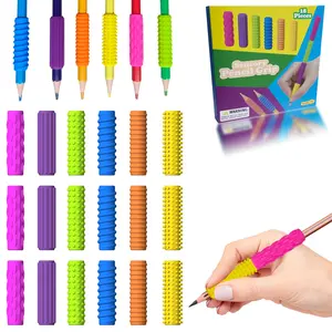 Sensory Fidget Toys for Kids Teens Adults, 18 Pack Textured Pencil Grips for Autism Office Calm Anxiety Stress Relief, Corner Supplies for Special Education Needs or Classroom Rewards, Sensory Grippie Set