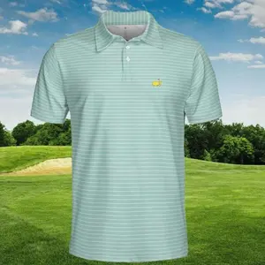 [Ship From US] Vintage Masters Polo Mint Green Pinstripe Fan-Made All-Over Print Golf Shirt Outdoors for Men