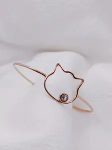 Rose Gold Tone Stylish Medical Grade Titanium Hypoallergenic Cat Inspired Bracelet Bangle