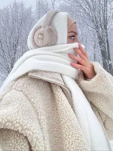 Women's Soft Plush Scarf, Warm Winter Fashion Accessory, Multi-Functional Design, Knitted Edges, Perfect for Cold Weather, Fluffy Soft Scarf