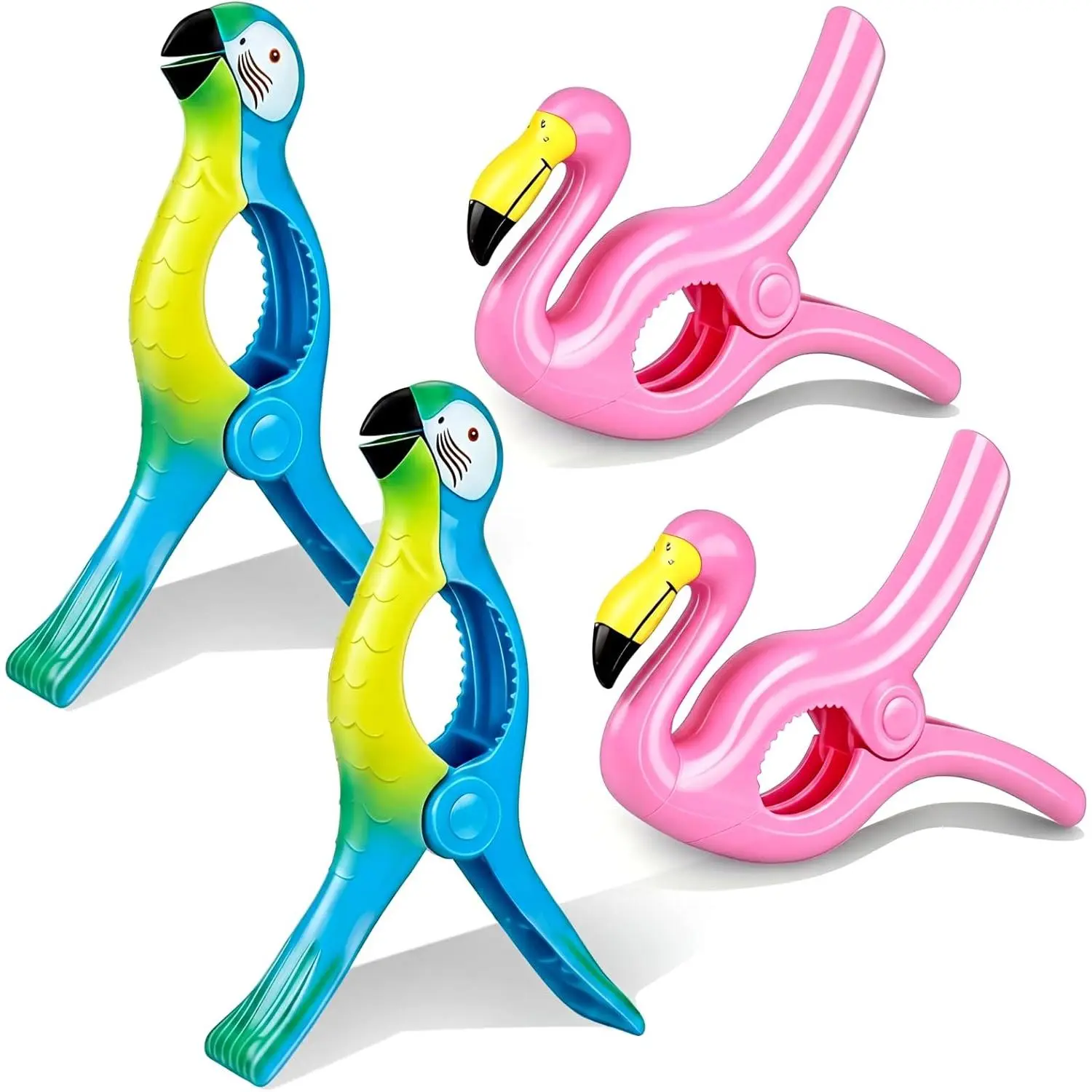 4 count Beach Towel Clip  Size Windproof Towel Clips for Beach Chairs Cruise Patio Pool or Daily Secure Hold Clothes Pins(Parrot, ,Blue, )