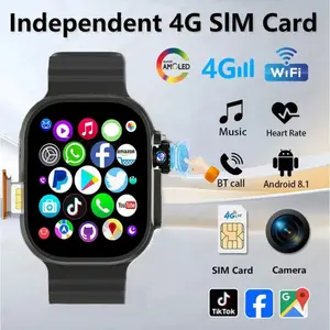 DW100 Ultra 2.29-inch Amoled 4G/5G Smartwatch Android OS GPS WIFI With Fingerprint Screen Unlock 8MP Function Rotating Camera High-end Play Store Download TOUCH ID SIM Card For Men Women