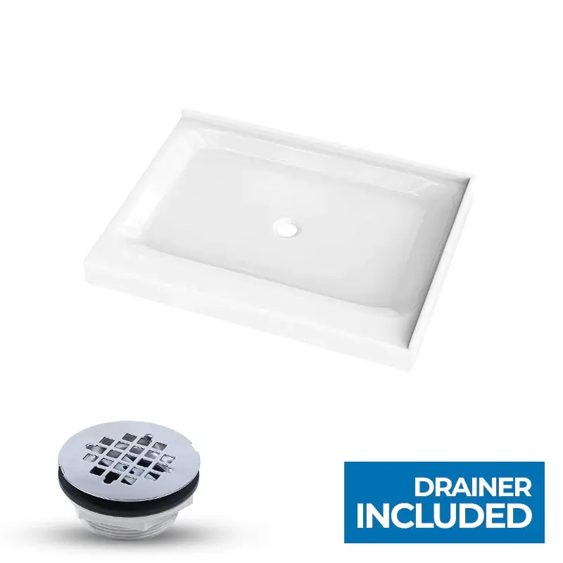 Acrylic shower pans Right Hand - Double threshold - Acrylic and fiberglass - 48 x 36 x 5.5