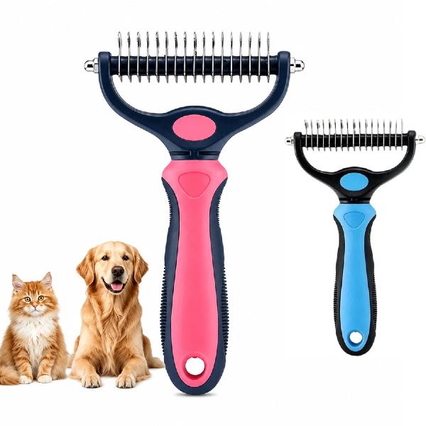 Pet Grooming Brush-Double Sided Hurtless Shedding and Dematting Undercoat Rake Comb for Dogs and Cats, No More Nasty Shedding or Flying Hair Pet Grooming Brush-Double Sided Hurtless Shedding and Dematting Undercoat Rake Comb for Dogs and Cats, No More Nasty Shedding or Flying Hair