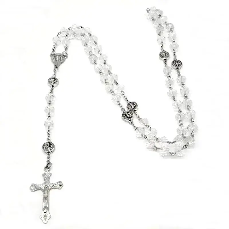 Crystal Bead Catholic Rosary Necklace Cross Pendant Choker Religious Necklaces Long Chain Prayer Charm Jewelry GiftGift Crystal Bead Catholic Rosary Necklace Cross Pendant Choker Religious Necklaces Long Chain Prayer Charm Jewelry GiftGift