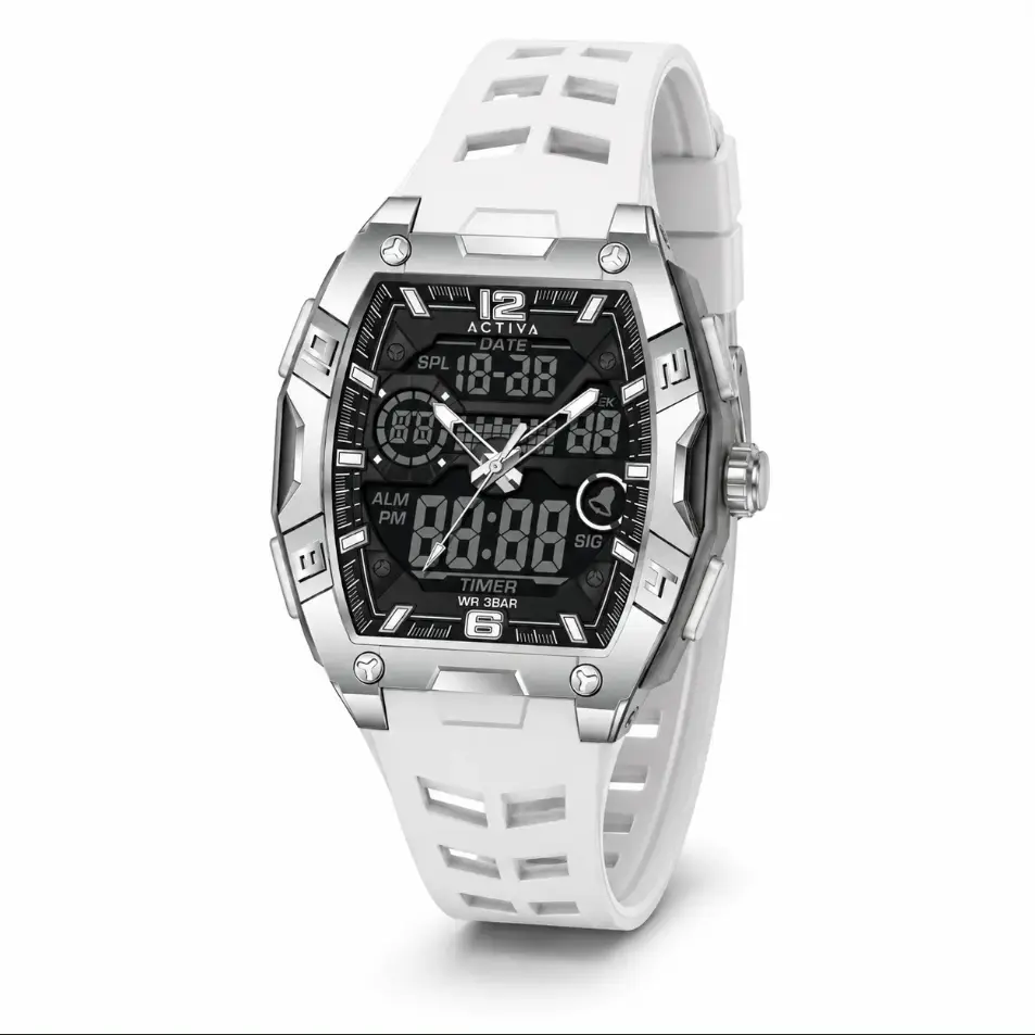 Activa Venzis X Invicta Digital Men's Watch - 50mm, White (ACW8131-001)