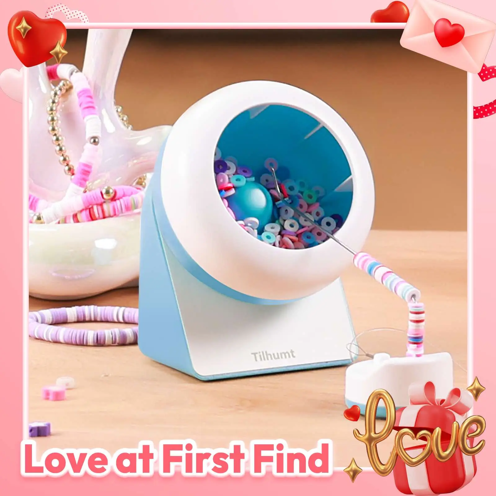 Tilhumt Clay Bead Spinner, Electric Bead Spinner for Jewelry Making, Bracelet Maker with Needles and Thread for Cute Friendship Bracelets, Clay Bead B