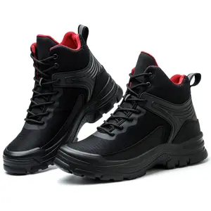 Men’s safety shoes, high-top design specifically for men, featuring steel toe protection and puncture resistance, made from Kevlar material—lightweight yet sturdy, suitable for outdoor and workshop work environments.