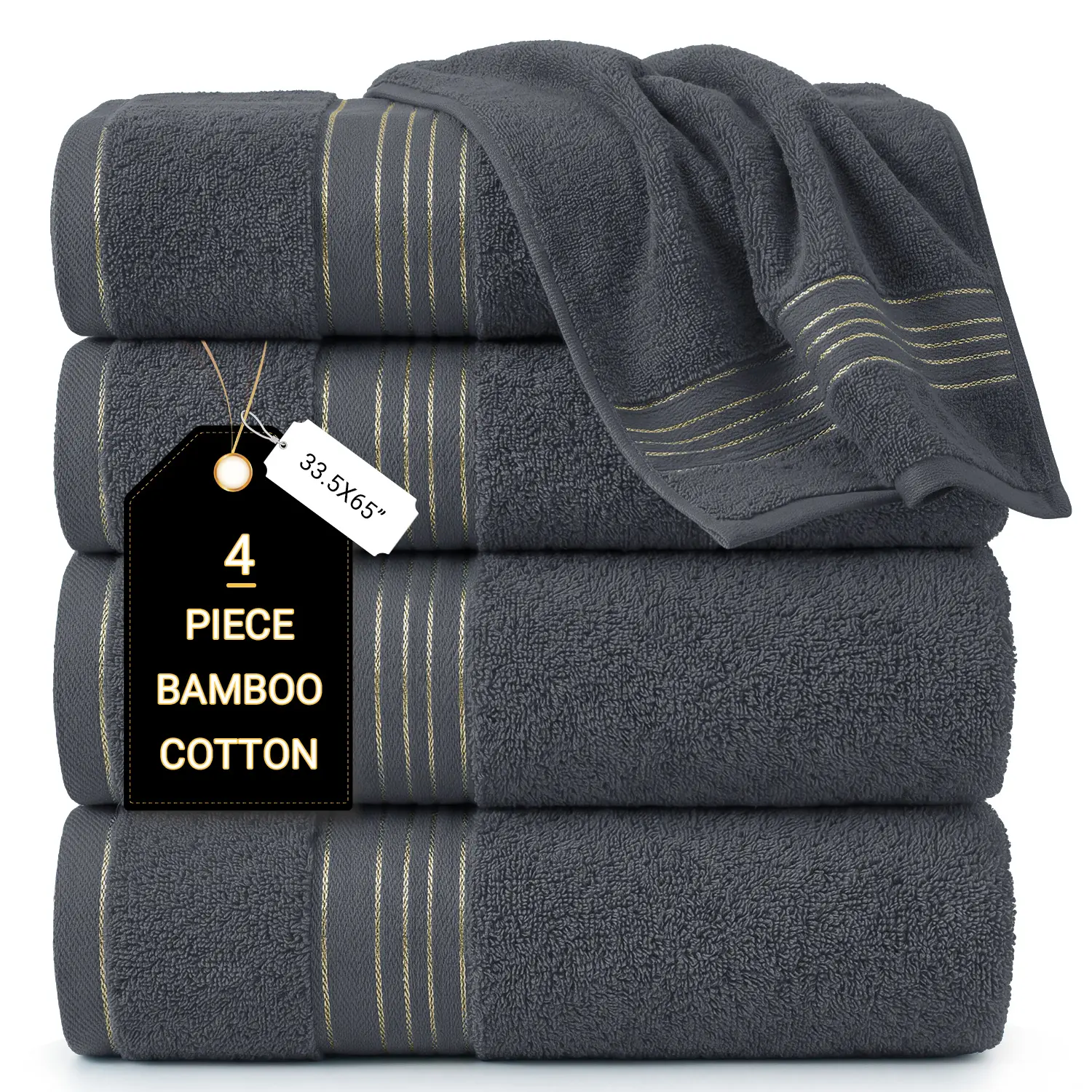 MUXHOMO Bath Towels - Large Ring Spun Cotton Bath Sheets - Soft, Plush, Quick-Drying, Highly Absorbent, Great for Everyday Use - 27x54in, 380 GSM Bamboo Cotton
