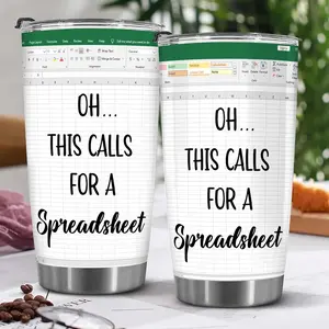 Funny Spreadsheet Office Tumbler Cup for Accountant Analyst Coworker, Excel Inspired Stainless Steel Travel Mug Gift for Boss Friend Work Desk Coffee Cup