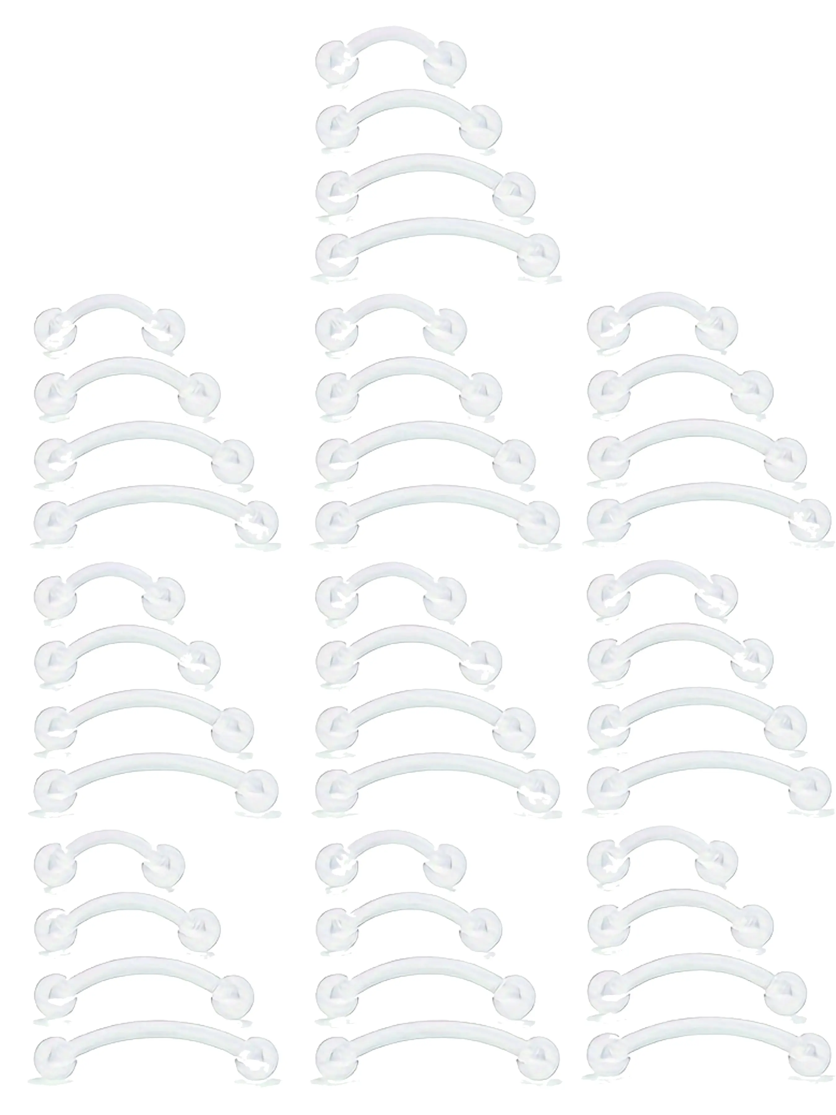 5pcs Clear Flexible Bioplast Retainer Eyebrow Ring Piercing Jewelry Clear Rook Daith Barbell Earring 6mm 8mm 10mm 12mm Vertical Labret Jewelry Labret Studs Replacement Pierced