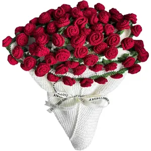 Finished Flower Bouquet Blanket, Crochet Rose Knitted Throw Blanket Crochet  Romantic Gifts for Women Mom Sister Wife  Decor (Red Rose, 32 inch)