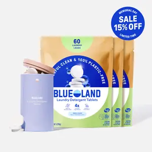 Blueland Laundry Tablets 1 Year Supply, Mineral & Plant-Based Eco-Friendly Plastic-Free Detergent Pacs + Storage Tin, No Bleach or Dyes