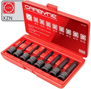 CARBYNE 8 Piece XZN Triple Square Spline Drive Impact Bit Socket Set, Chrome Molybdenum (Cr-Mo) Steel | Metric M5 to M16 | 1/2 inch Drive