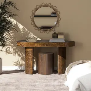 Jesse 55" Oval Computer Desk – Dark Brown