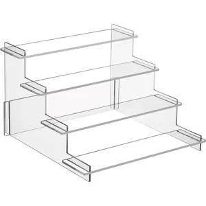 4 Tier Acrylic Display Risers, Perfume Organizer Stand, Cupcake Stand Holder, Clear Shelf Risers for Display Stands for Funko POP Figure, Dessert Shelves for Party, Decoration