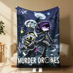 Countdown Sale! Murder-Drones Cartoon Printed blanket Flannel Warm blankets Soft and comfortable blanket bed linings cubre cama Birthday Gift Suitable for all four seasons A gift suitable for fans, friends and children