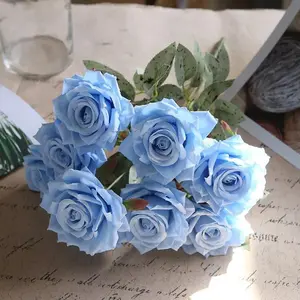 2 Count Artificial Silk Rose Flower Bouquet Lifelike Rose for Wedding Home Party Decoration Event Gift Decorative Fruit Plants Ornaments Silkflowers