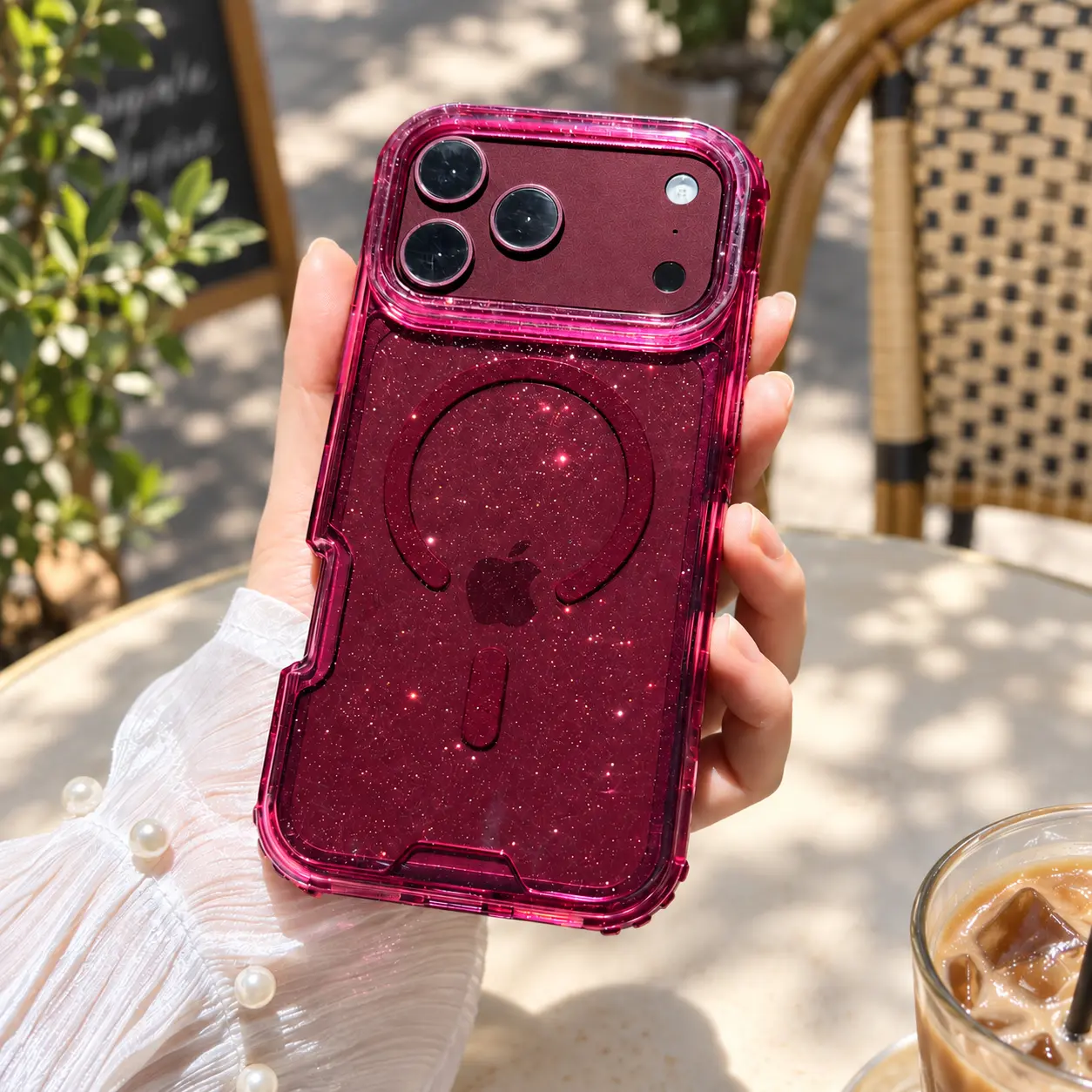 HISTORYOO 3 In 1 Glitter Defender Case For iPhone 18 Pro Max 17 16 15 14 13 12 11 Candy Color Dual Layer Magnetic Soft Crystal Translucent + Hard PC Frame MagSafe Rugged Shockproof Bumper Heavy duty Luxury Protective Back Cover wireless charging Women Gir