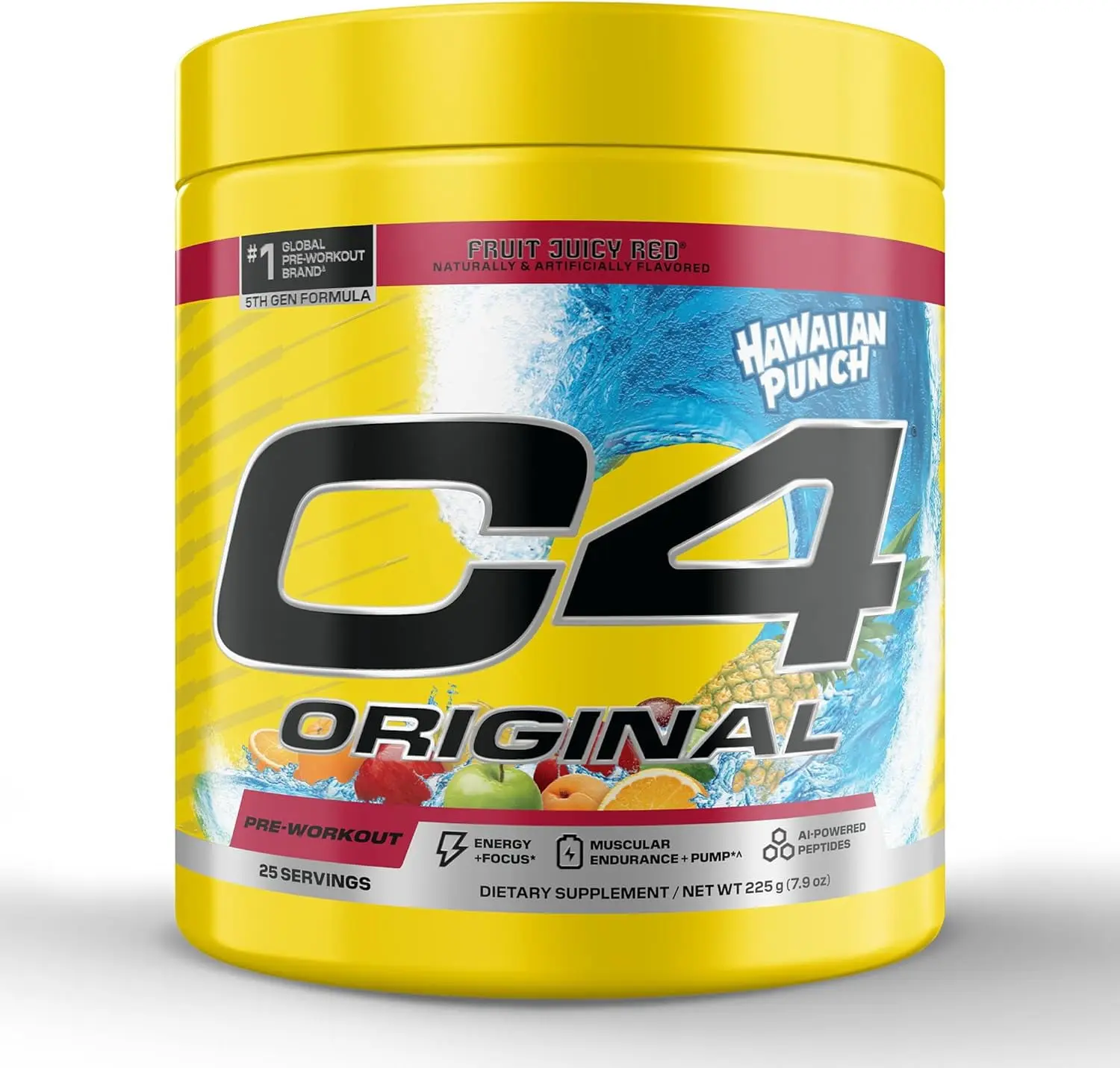 C4 Original Pre Workout Powder, 200mg Caffeine Energy Formula with Beta Alanine & Creatine for Endurance, Focus & Performance, Zero Sugar Preworkout for Men & Women – Hawaiian Punch, 25 Servings