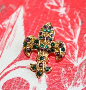 Mardi Gras French Fleur De Lis Flower Floral Pin Brooch, Fleur De Lis Brooch Jewelry Gift for Her