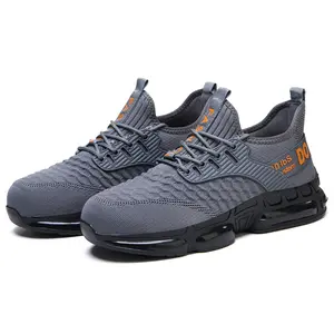 Shenganton Men's Ultra-Light Closed Steel Toe Safety Work Shoes - Walking Shoes, Minimalist Colorblock, Puncture-Resistant, Impact-Resistant, Breathable, Non-Slip Worker Footwear for Construction, Outdoor Work Sites (Grey)