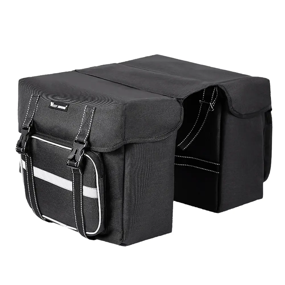 Waterproof MTB Bike Double Pannier Bag with Safety Reflective Strips Bike Rear Rack Double Pannier Bag Waterproof Panniers Bike Bag for Grocery Shopping Commuter Long Cycling Trip