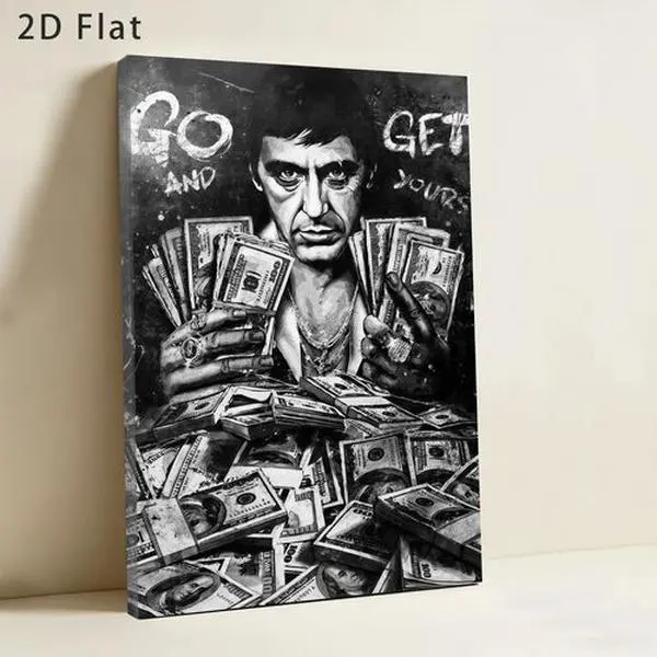Scarface Tony Montana Newspaper Poster Print - High-Quality Home Decor Wall Art, Solid Wood Framed Canvas, Waterproof Collectible Gift for Movie Enthusiasts, Bedroom Decor