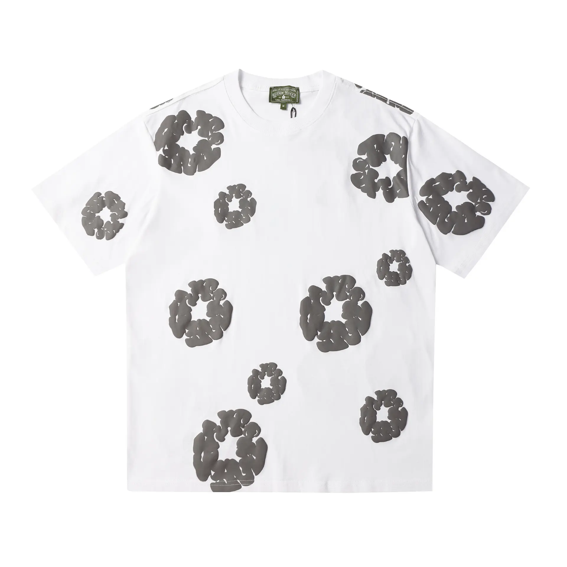 Foam white short sleeved shirt��Grey flo