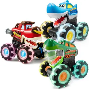 3 Pack Monster Truck Toy - Motion Activated Light Up Cars for Toddlers - Monster Glow Rover LED Wheels - Baby Boy Toys - Press and Go Trucks for Kids Boy Birthday Gifts Easter Basket Stuffers