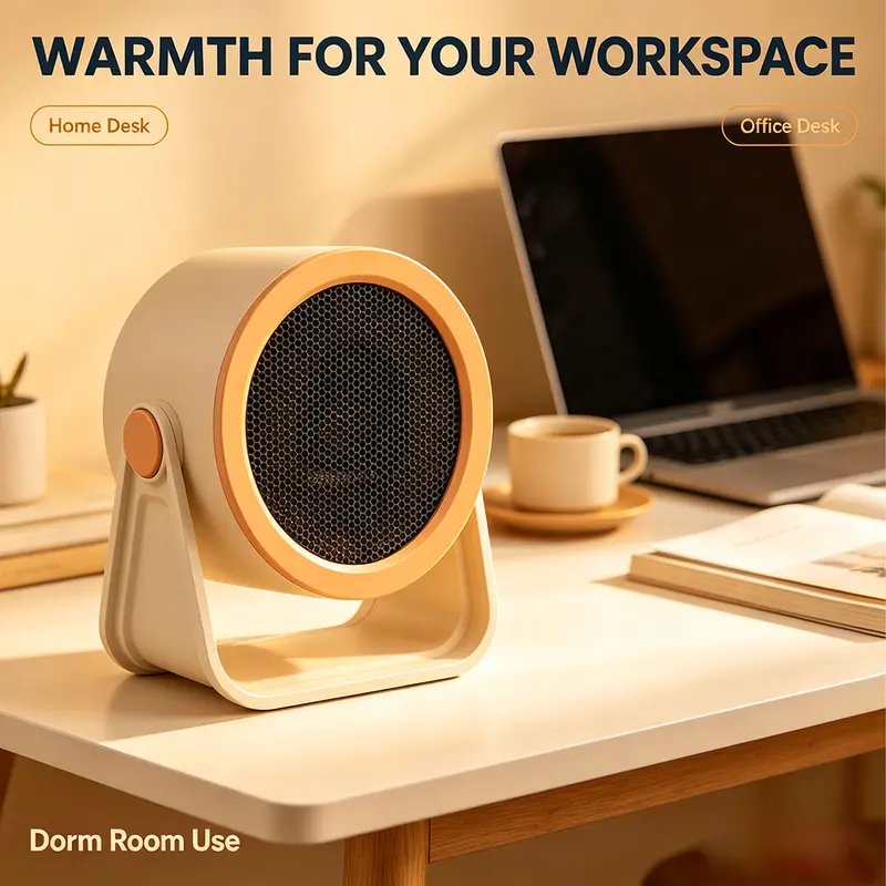 Small indoor electric heater with a compact circular housing