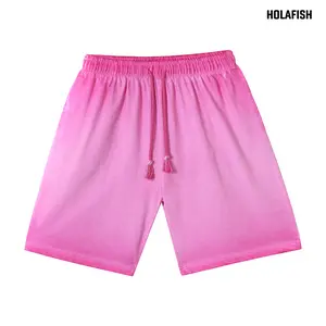 Holafish Women's Dirty Washed Vintage Shorts, Elastic Waist Faded Cotton Pants, Half Length Streetwear Bottoms with Pockets for Gym & Jogging