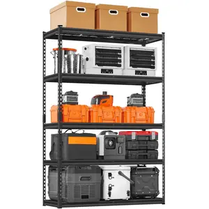 【fathersdaygift】VEVOR Storage Shelves 2500 lbs5 Tier Heavy Duty Garage Shelving18" D x 48" W x 72" H Adjustable Metal Shelves for Industrial Shelving Unit Utility Shelffor KitchenWarehouseBasementBlack