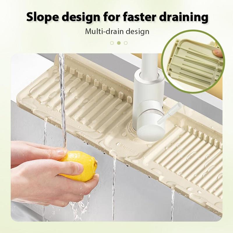 Silicone Draining Mat for Kitchen Sink, Splash Guard Kitchen Splash Guard for Sink Silicone Sink Faucet Mat, Faucet Absorbent Sink Protectors Mat Kitchen Faucet Mat for Kitchen Sink
