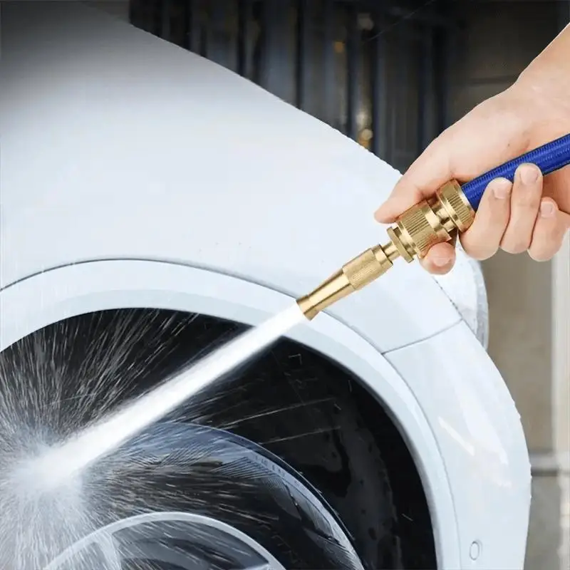 High-pressure Hose Nozzle, Solid Brass Water Spray Gun Nozzle, Adjustable Heavy Duty Garden Hose Nozzle, Suitable for Car Bike Gardening Pet Home Wind