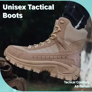5.AA Unisex High-Top Lace-Up Tactical Combat Boots - Lightweight, Breathable, Non-Slip, Ankle Support Outdoor Footwear for Men, Ideal as Hiking Shoes, Trekking Camping Shoes, Outdoor-Themed & Mountaineering Style Work & Daily Off-Road Wear
