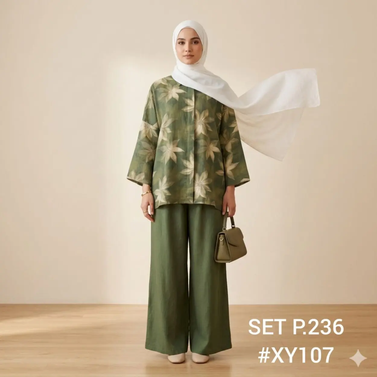Women's Modest Cotton Linen 2 Piece Suit | Floral Print Co-Ord Set for Work & Casual Wear