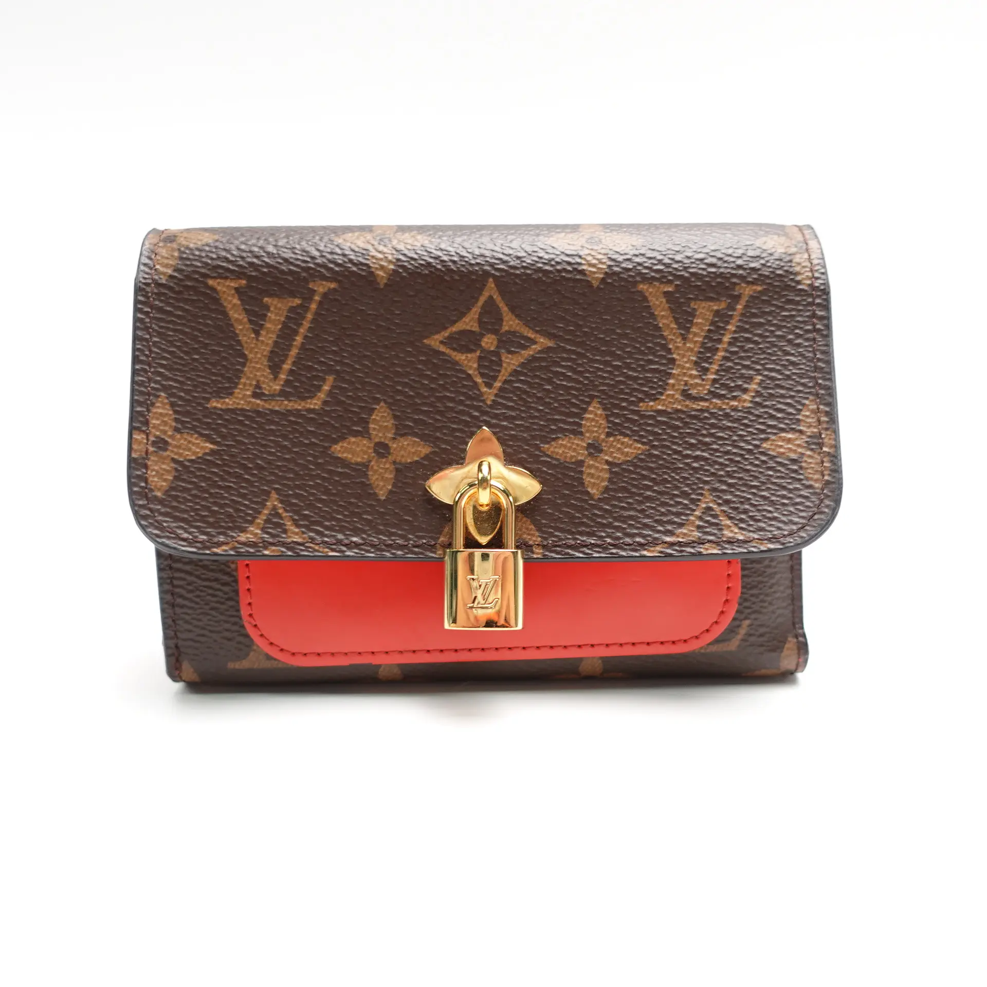 Pre-owned Louis Vuitton Canvas Small Leather Goods Flower Compact Monogram Brown Coated Wallet T10447633