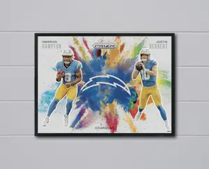 Prizm Justin Herbert/Omarion Hampton 2025 Color Blast 12x17 Poster L.A Chargers