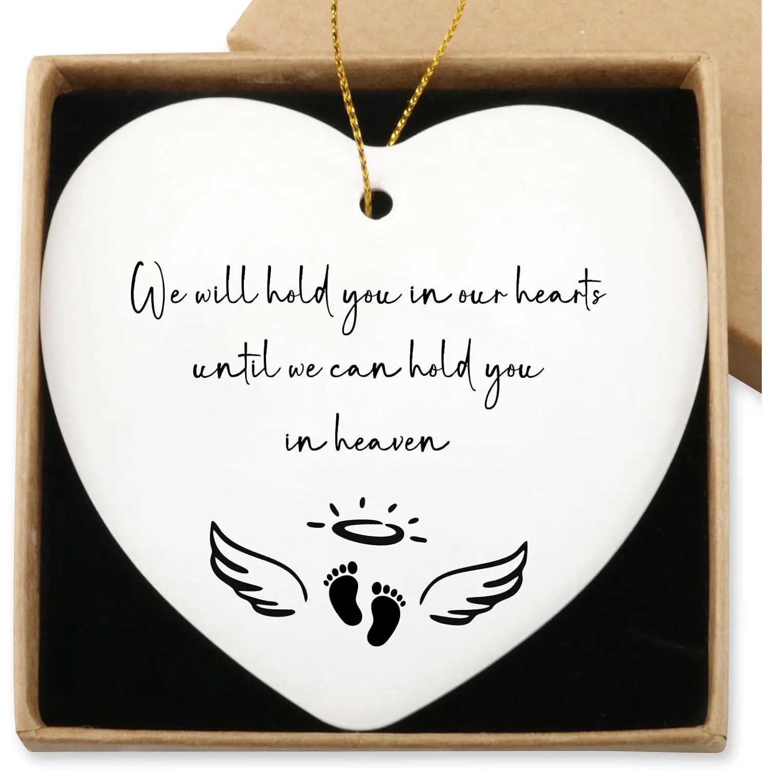 Loss Gifts We Will Hold You in Our Hearts Hanging Ornament Angel  Memorial  Miscarriage Gifts for Mothers Loss of  Sympathy   Christmas Ceramic Heart Keepsake