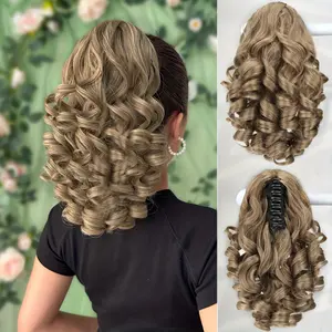 16Inch Curly Wavy Claw Clip Ponytail Hair Extensions ,Heat-Resistant Synthetic Hair, for Women Ponytail Hairpiece For Daily Use