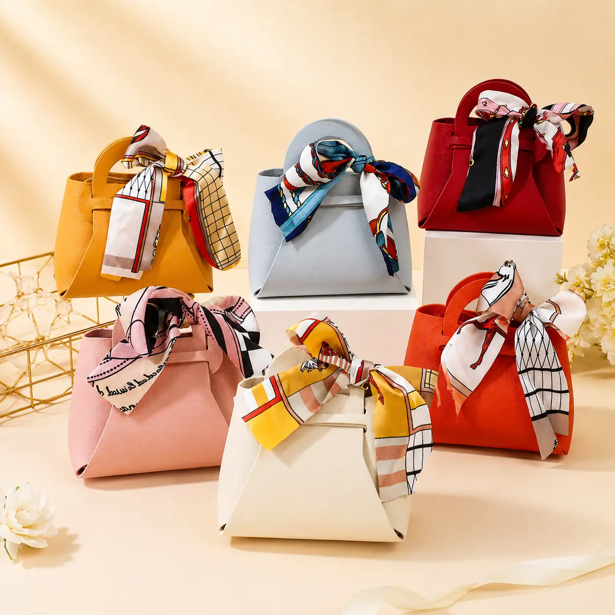10PCS Pink Faux Leather Gift Bags with Ribbon – Mini Handbag Wedding Favor Bags for Guests, Bachelorette Party, Candy & Gift Packaging, Set, Bulk Gift Bags