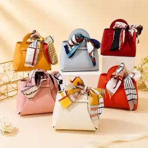 10PCS Pink Faux Leather Gift Bags with Ribbon – Mini Handbag Wedding Favor Bags for Guests, Bachelorette Party, Candy & Gift Packaging