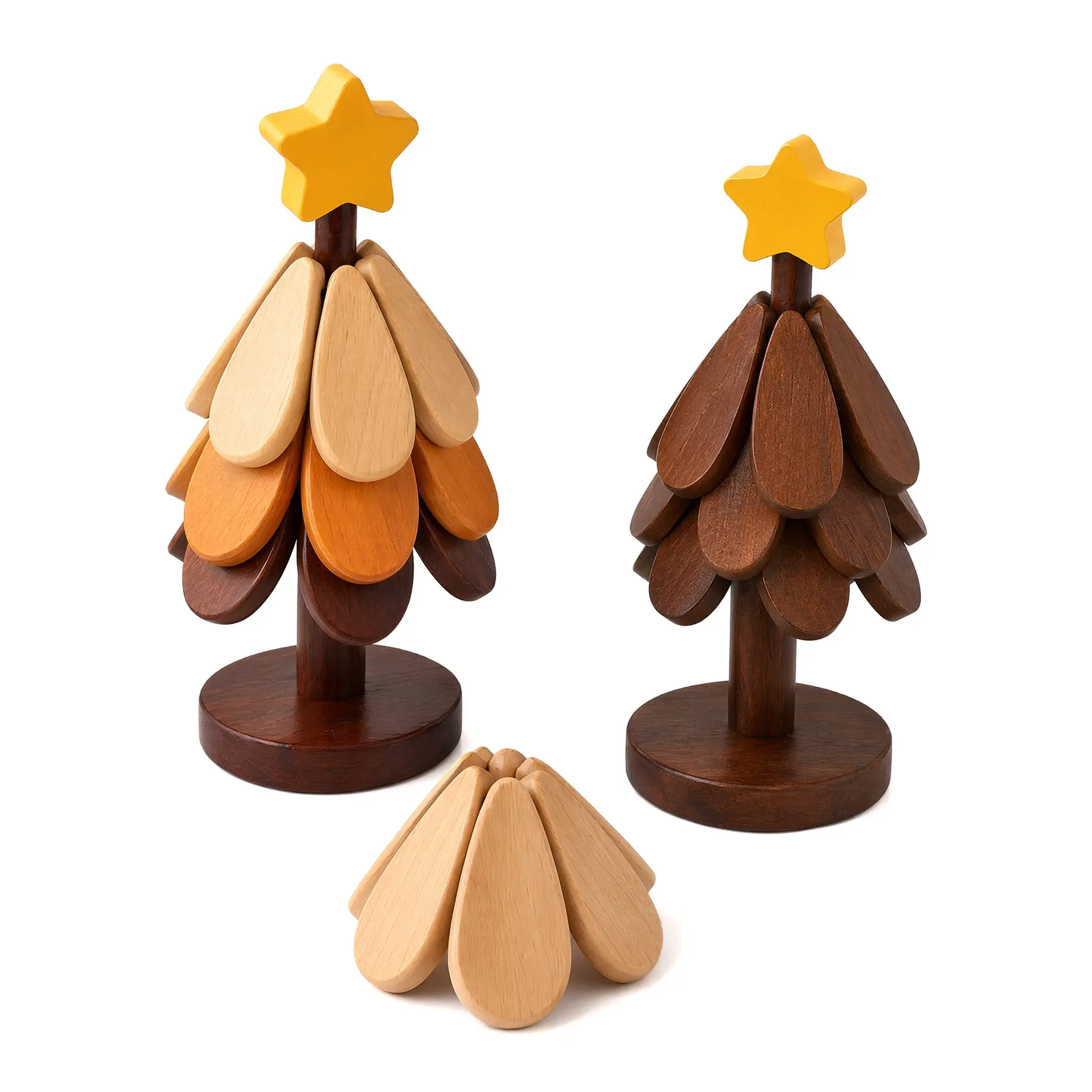 [2026 New] Minimalist 3D Wooden Tree Form Trivet - Expandable Standing Sculpture Decoration, Kitchen Heat-Protection Eco-Friendly Collapsible Pot Holder, Home Supplies Housewarming Gift (Star Top, Easy to Clean)