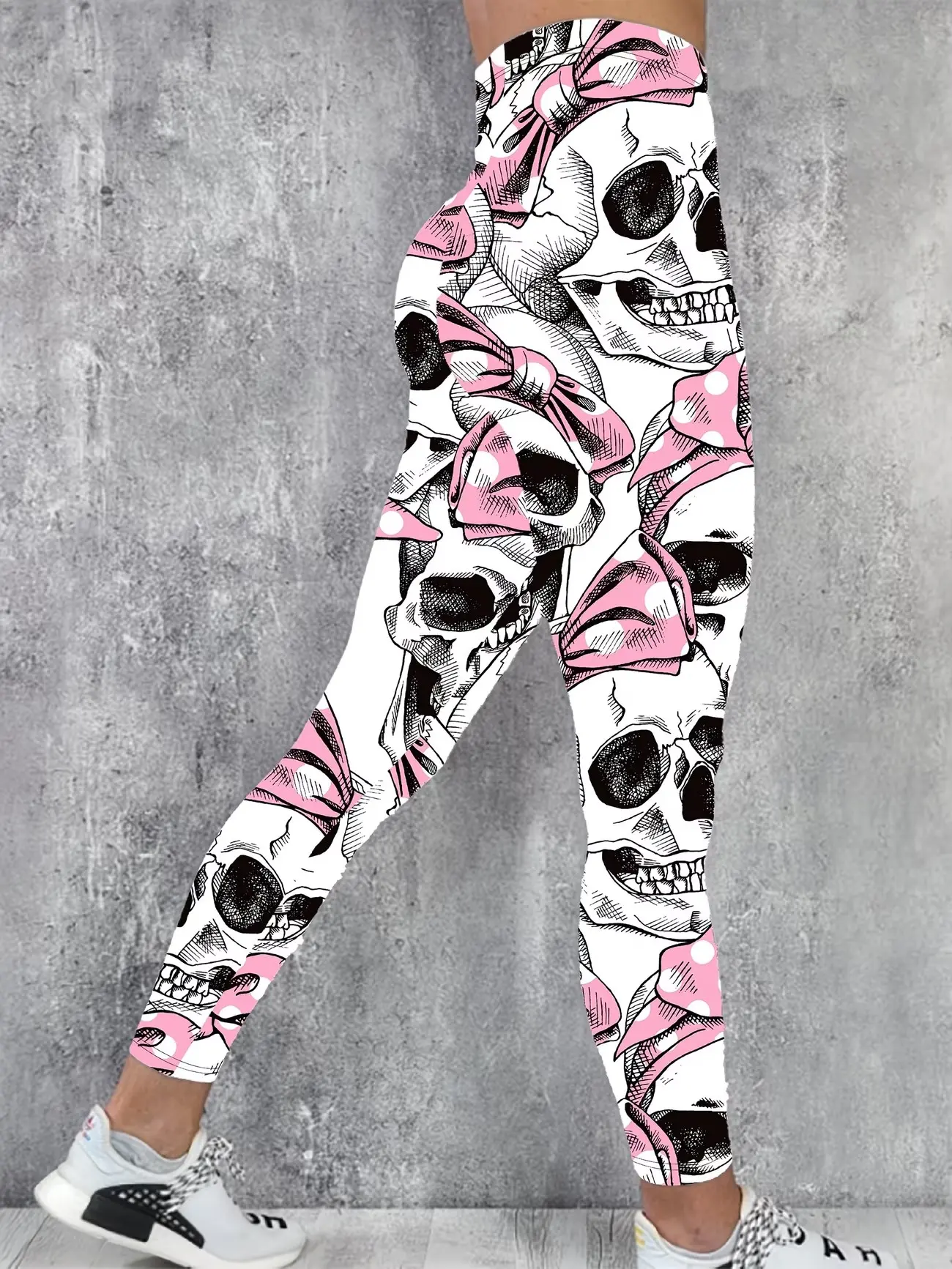 Women's Floral Skull Pattern Knit Leggings - Casual Skinny Fit Fabric Tights with Slight Stretch, Fringe, RFID Protection, All-Over Print, All-Season Wear, Machine Washable Type A