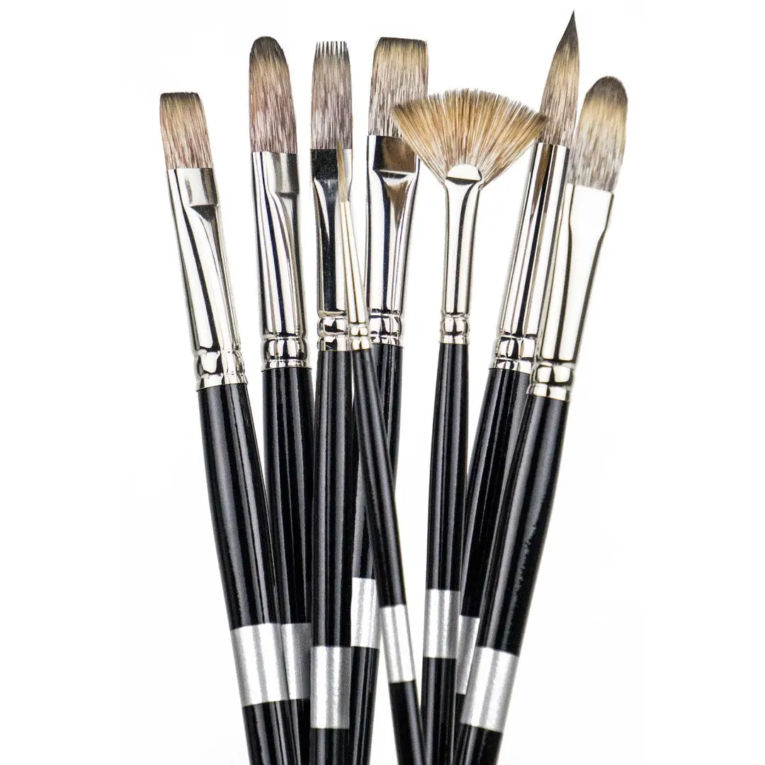 Trekell Legion Synthetic Mongoose Long Handle Artist Brushes for Oil and Acrylic - Vegan-Friendly and Cruelty-Free