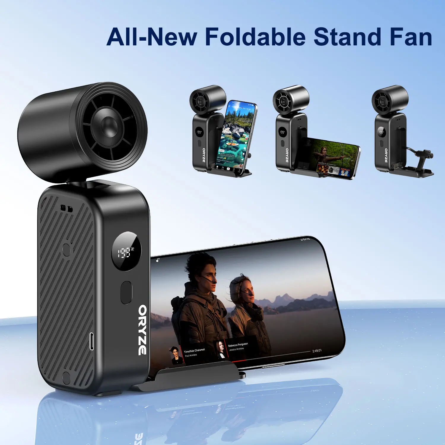 5-in-1 Multifunctional Cooling Fan - Rechargeable Adjustable Portable Fan for Treadmill Use, 2 Wear Ways (Neck/Waist), Handheld with Phone Holder, Foldable Gear, High Speed, Batteries Included, Yes to Stay Cool