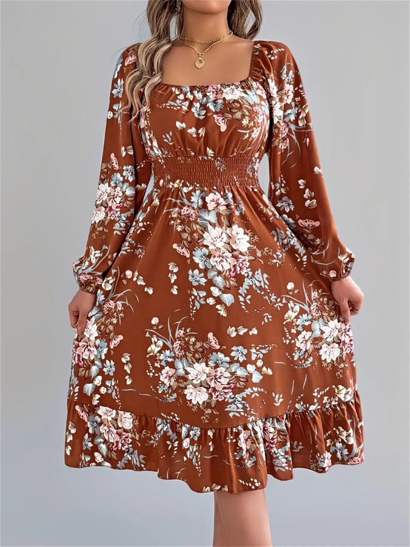 blue dress for fall wedding Black floral fall maternity friendy dresses for women main image 1